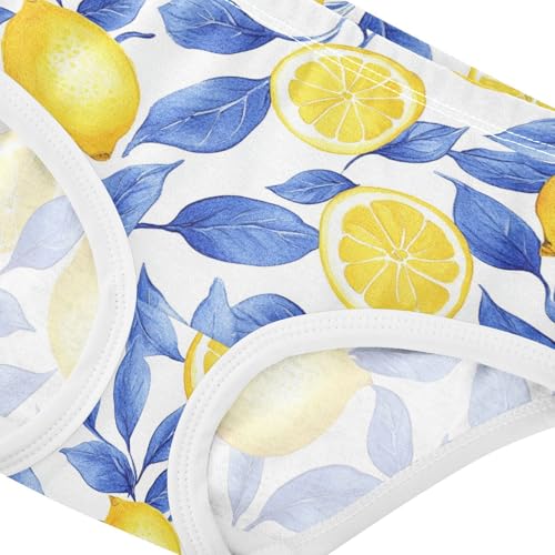 Wusikd Lemon Blue Leaves Girls' Underwear Cotton Yellow Girls Briefs Soft Toddler Underwear 2T4