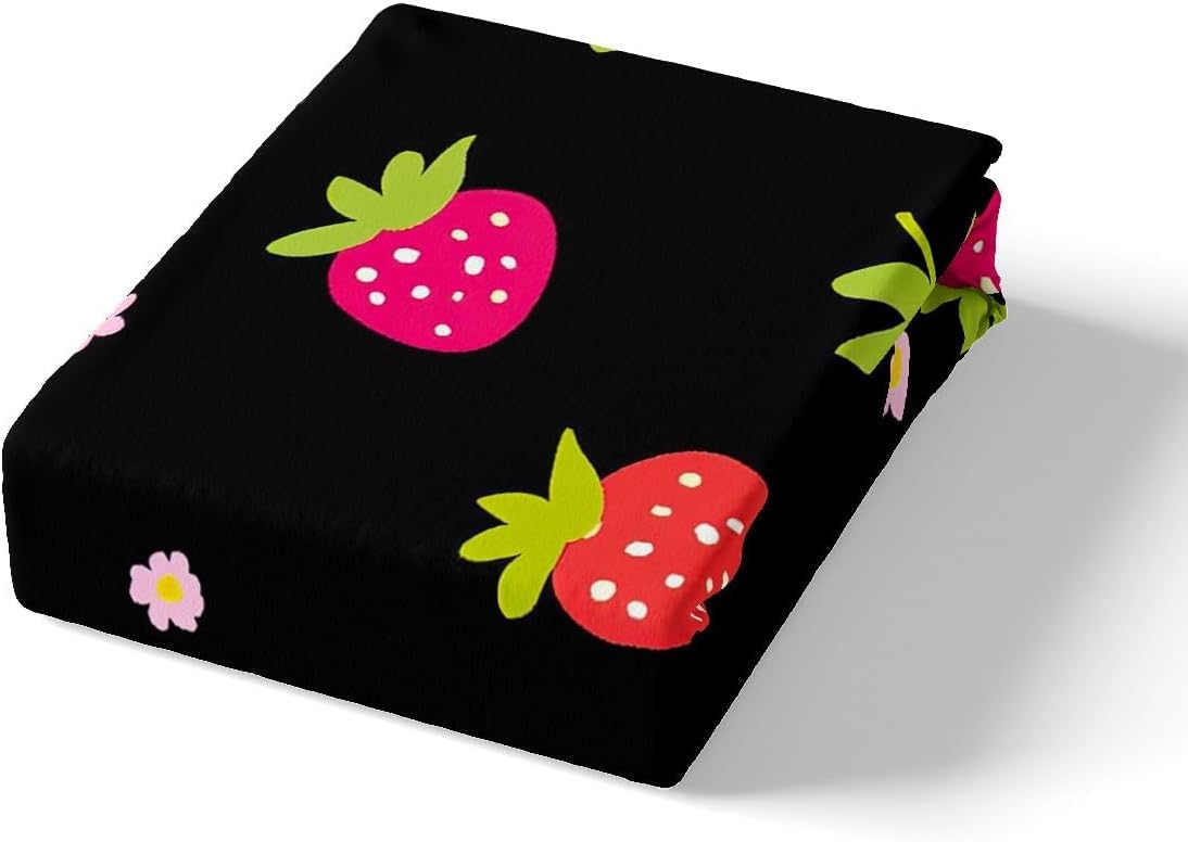Poszwa na kołdrę 105 Truskawkowe owoce, Pościel Kawaii z mikrofibry z nadrukiem 3D Pokrowiec Edredon 200 x 200 cm z zamkiem błyskawicznym i 2 poszewkami na poduszki C-1335