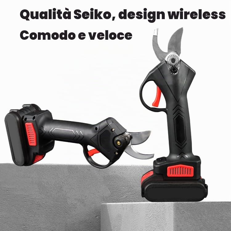 Forbice Potatura con 2 Batterie da 21V Trincia Rami Professionale, Cesoia Elettrica Portatile, Alberi da Giardino e da Frutta, Cordless Senza Fili Rami Arbusti