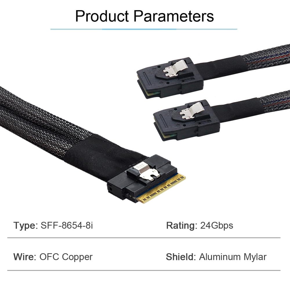 xiwai PCI-E Ultraport Slimline SAS Slim 4.0 SFF-8654 8i 74pin a Dual SFF-8087 Mini SAS Cable PCI-Express