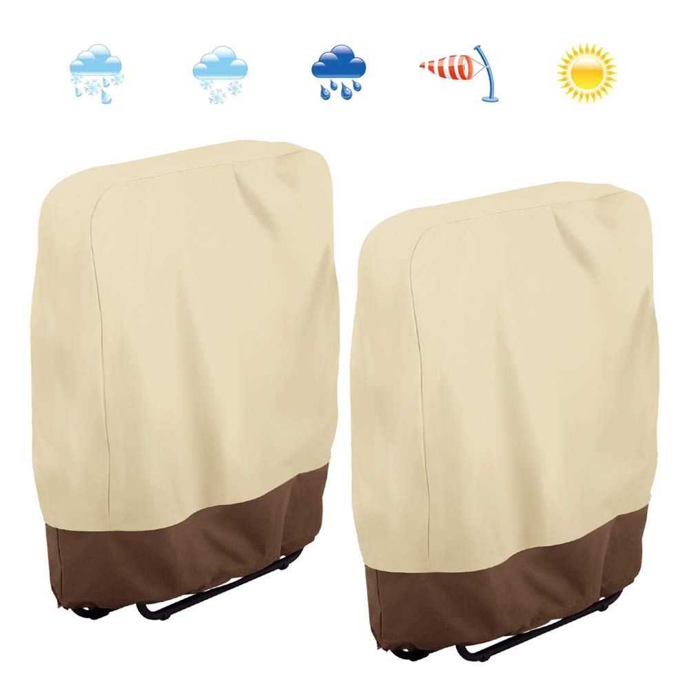 Balcony Folding Reclining Chair Cover Windproof Waterproof Anti-UV Zero Gravity Veranda Garden Folding Chair Covers for Home Garden Furniture Protect (2pcs)
