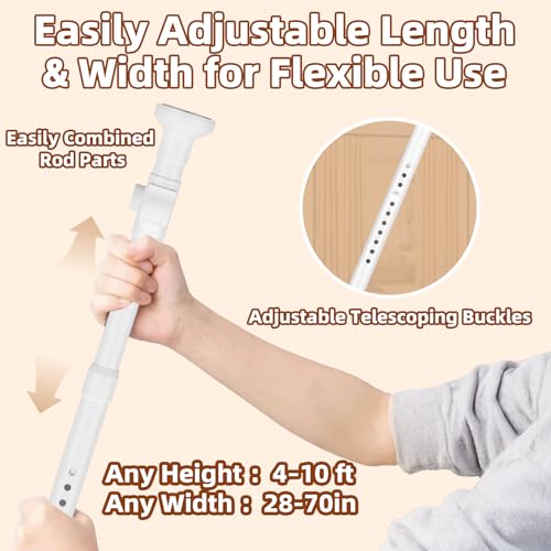 Image of Room Divider, Tension Curtain Rod No Drilling,4-10ft(H) 28-70inch(W) Wall Divider for Room Separation, Heavy Duty Room Partition Separator, Adjustable Folding Privacy Screens,White