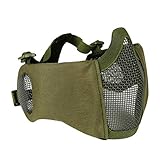 Macabolo Faltbare Halbgesicht Airsoft Mesh Maske mit Ohrschutz einstellbar militärische Taktische Unterfläche Schutzmaske