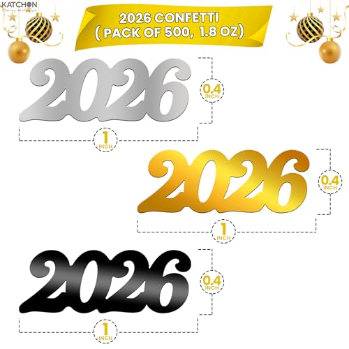 Image of Shiny 2026 confetti- Pack of 500 | 2026 Confetti for Graduation Decoration 2026 | Graduation Confetti, Graduation Table Decorations - KatchOn