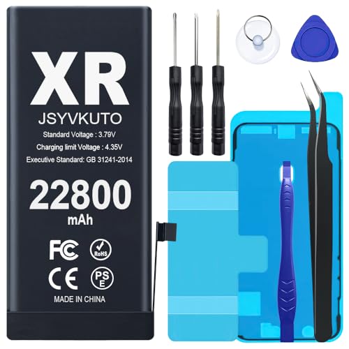 JSYVKUTO 22800mAh Battery for iPhone XR [Upgraded] New 0 Cycle Higher Capacity Replacement Battery for iPhone XR with Full Set Repair Tool Kit Model A1984 A2105 A2106 A2108