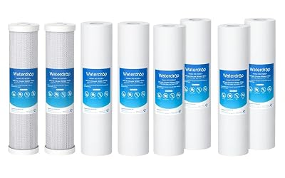 Waterdrop 20" x 4.5" Whole House Sediment Filter Water Filter Cartridge Replacement for Pentair®Pentek®DGD-5005-20, iSpring®FP25B, 3M® Aqua-Pure® AP810-2, 5 Micron, 8 Pick