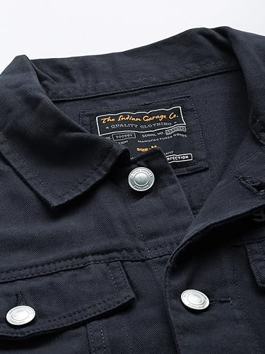 Image of The Indian Garage Co Men Grey Slim Fit Solid Trucker Jacket