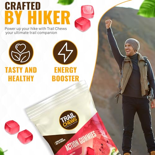 Image of - Watermelon Flavor - 4-in-1 Energy Gummies for Energy, Hydration, Immunity, and Recovery. 50mg Yerba Mate Caffeine, 403mg Essential Vitamins, and 1000mg BCAAs per Serving. Plant-Based & Gluten-Free. 12 Single-Serving Bags, 10 Gummies Each.