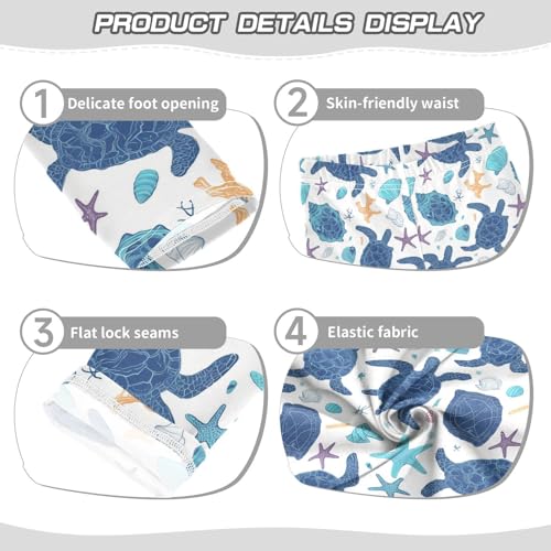 Turtles Girls' Leggings Toddler Doodles Funny Animal Kids Yoga Pants Dance Active Tights 4T3