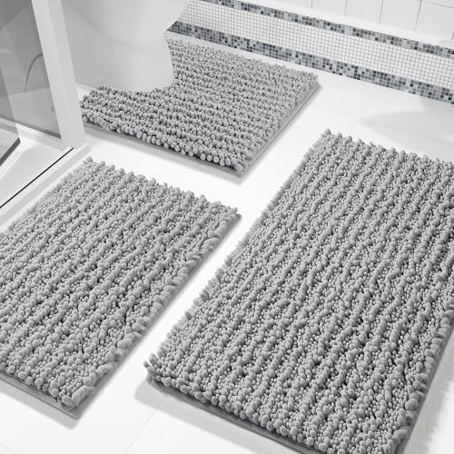 Yimobra Quick Dry Chenille Bath Mat Set