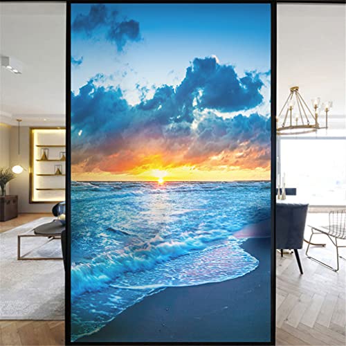 Dekorative Sichtschutz-Fensterfolie - Schönes Strandmuster für Glastür...