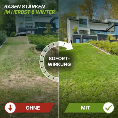 TerraUno Premium Herbstdünger Rasen, gesunder Rasen verdrängt Moos & Unkraut, Rasendünger Herbst mit 60 Tage Langzeitwirkung… – Ansicht 2