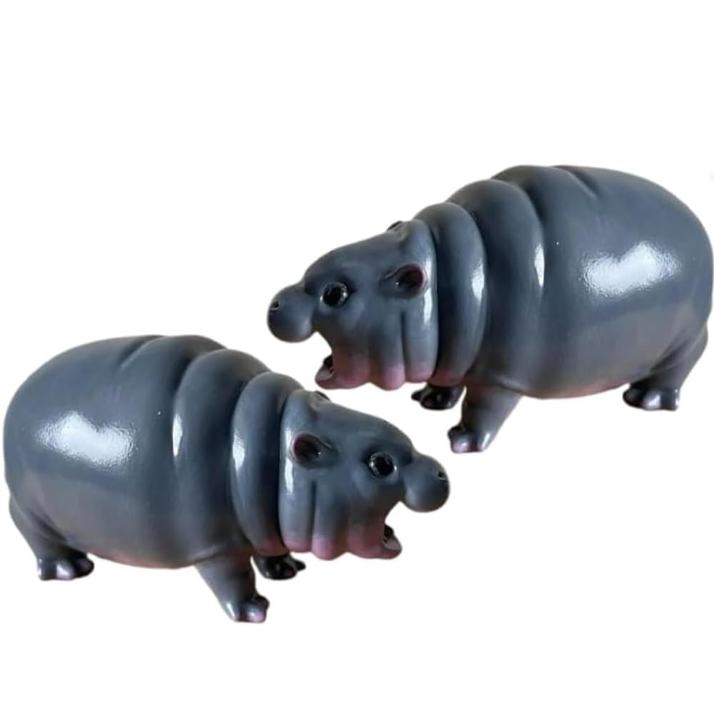 Vjsujehgy Moo Dengs, Moo Dengs Baby Pygmy Hippos Collectible, for Kids, Figurine Small Tabletop Statue, Hippopotamus