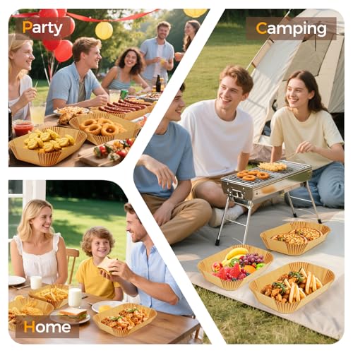 Image of Vailnd Air Fryer Paper Liners Disposable: 125Pcs 8x5.5 inch Rectangle Parchment Paper Sheets, Non-stick Food Grade Baking Liners for Rectangular Air Fryer Dual Basket Oilproof Waterproof