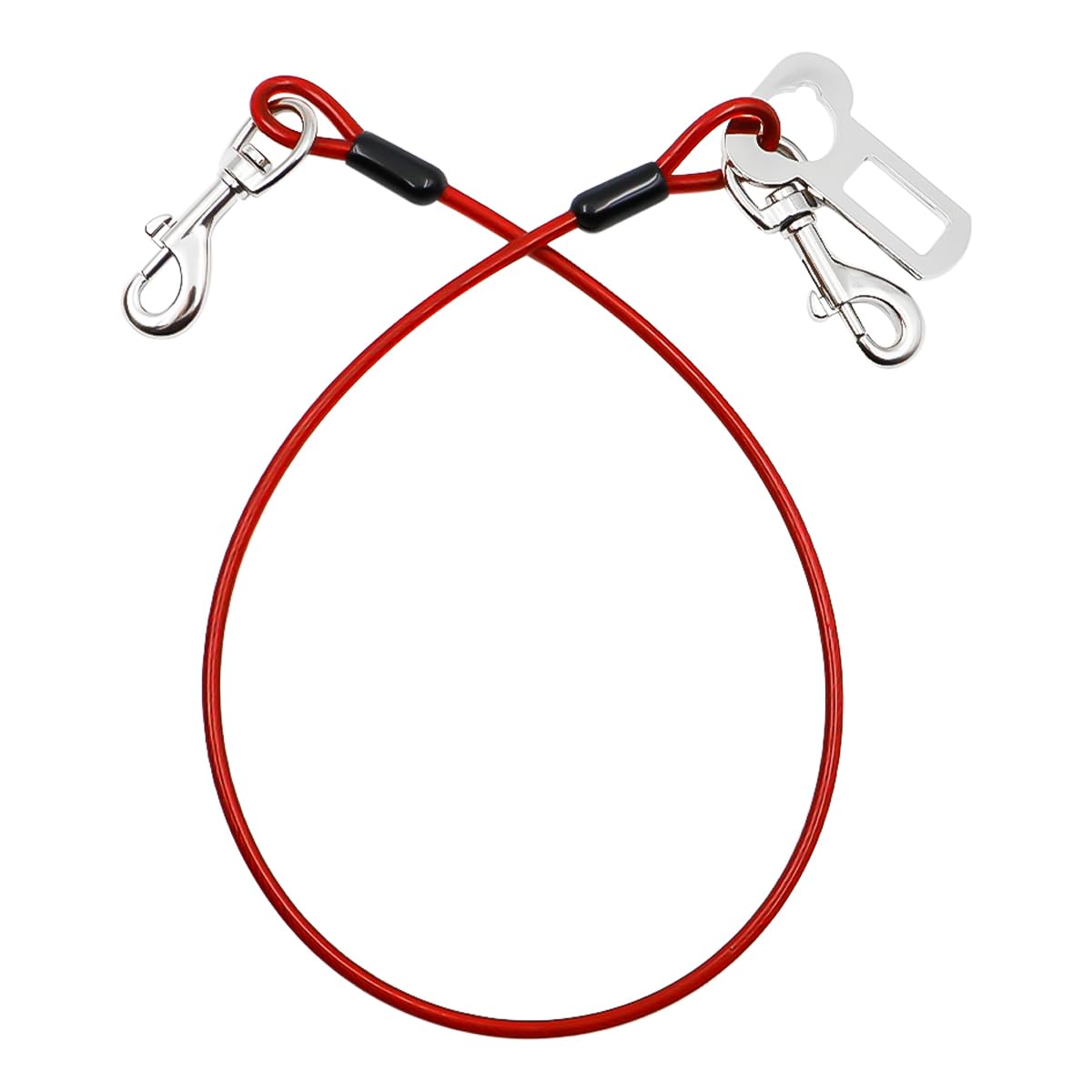 Lot de 2 ceintures de sécurité pour chien en corde d'acier pour voiture, câble d'attache sans mastication avec double clips et fixation de loquet
