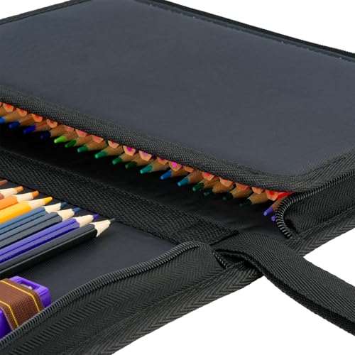 Image of 72 Slot Colored Pencil Case Portable Zipper Color Pencils Holder Organizer for Watercolor Pens Markers