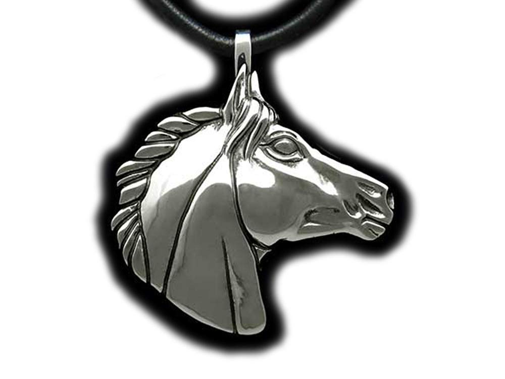 Horse Head Pendant Necklace in Solid Sterling Silver Hand