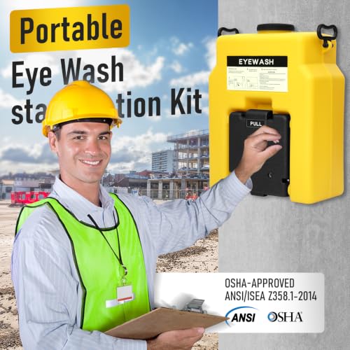 Image of Magula 15 Gallon Portable Eye Wash Station OSHA-Approved,Wall Mounted Emergency Eyewash Station with Dual Spray,Ansi Certified First Aid Eye Wash Units,20 Minutes Eye Washing Station