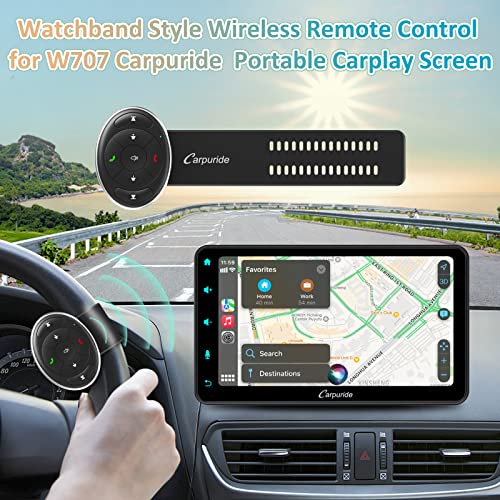 2023 Upgrade Carpuride 7 Inch Screen Portable Wireless Apple Carplay & Android Auto, W707 Car Radio Receiver With Wireless Remote Control, Mirror Link, Color Light Key, Dashboard Console Mounted #TOP3