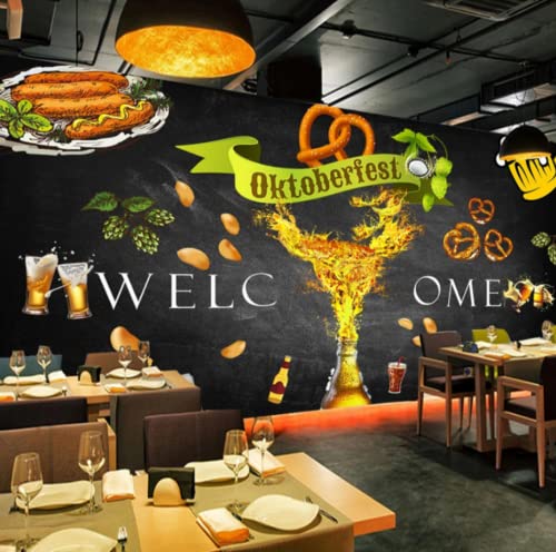 Europäische und amerikanische handbemalte Tafel Bier Grill Restaurant Tapete 3D Snack Wandbild Tapete-430 * 300 cm Cover