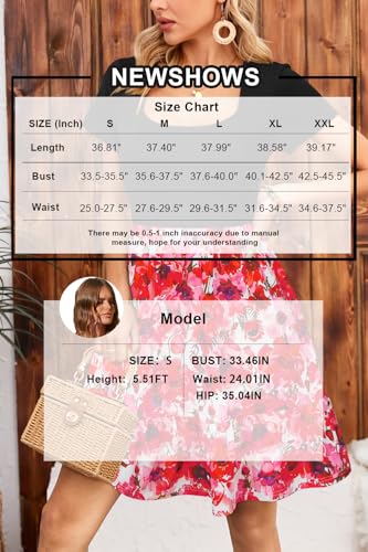 Image of Newshows Women's 2026 Summer Casual Square Neck Ruffle A Line Beach Vacation Sundress Work Business Dress with Pockets