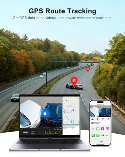 Image of Dash Cam Front and Rear, 4K FHD Dual Dash Camera for Cars Built-in 5G WiFi GPS, 64GB Card Included, Car Camera with 3 inch IPS Touch Screen, UHD 2160P Night Vision, WDR, 24H Parking Monitor, App Control