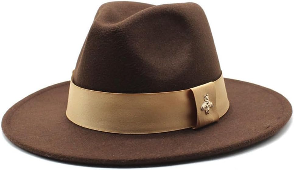 Classic Western Wool Felt Hat, Black with Gold Band