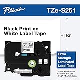 Brother Laminated Extra-Strength Black on White 1 1/2 Inch Tape in Retail Packaging (TZeS261)