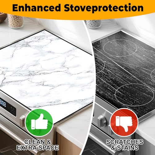 Image of Stove Top Cover for Home Decoration Kitchen Pad Washable Cooktop Covers Countertop Stove Protector Mat for Home Kitchen Cooktops (white, 28 inchx20 inch)