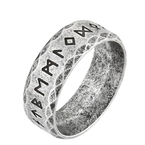 Image of squishy Titanium Ring for Men, Viking Rune Engraved Ring for Men, Nordic Mythology Inspired Jewelry, Unisex Viking Jewelry for Daily
