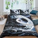 Star Wars Funda Nórdica para Dormitorio 3D Impresión Estrella de la Muerte Funda De Edredón Y Funda De Almohada con Cremallera Juego De Ropa De Cama Microfibra 3 Piezas King(220x240cm)
