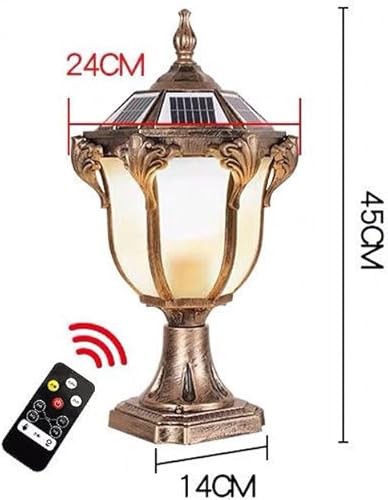 Miniatura 7 de Tapas de poste para exteriores con energía solar de 17.71 pulgadas, tapas de columna, lámparas de pilar de valla de bronce rústico, IP65,
