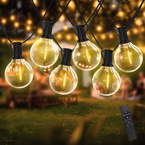 Guirlande guinguette extérieur 30M SKYLANTERN avec 50 ampoules LED et télécommande IP44