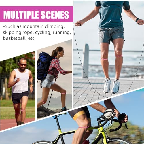 Image of Foilswirl Silicone Patella Knee Band for Basketball Patella Tendon Support Knee Pain Running Tendon Brace Support Strap(2,Rose Red,M)