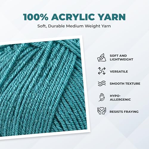 Image of Mary Maxim Maximum Value Acrylic Yarn for Crocheting and Knitting, Soft Worsted Weight Teal Yarn 4, Ideal for Blankets, Sweaters, Hats, and Scarves, 8 oz Skein (474 Yds), Medium Teal - 1 Skein