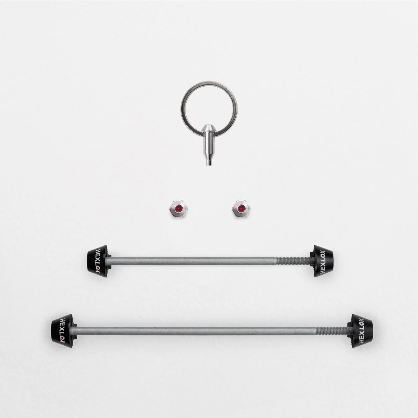 Achsen Set für Laufräder – Diebstahlschutz für Vorder- & Hinterrad, inkl. 2X 5mm & Schlüssel, Schnellspann-Sicherung für MTB, Rennrad, Citybike & E-Bike