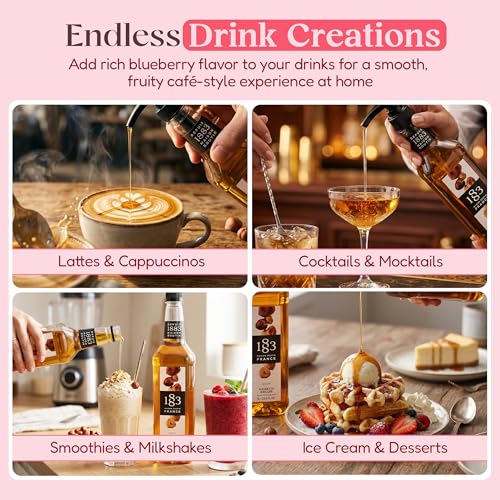Image of 1883 Vanilla, Caramel, Roasted Hazelnut Syrups with Pumps (Coffeehouse Favorites) for Coffee & Drinks - 1 Liter Plastic Bottles (Pack of 3)