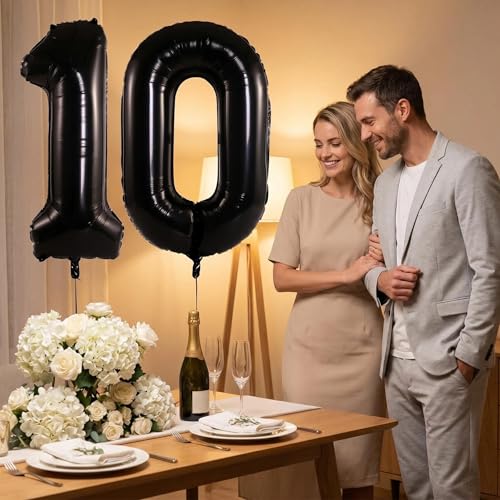 Image of YPSelected 32 Inch Large Foil Helium Number Balloon Birthday Wedding Party 0-9 (Black, 0)