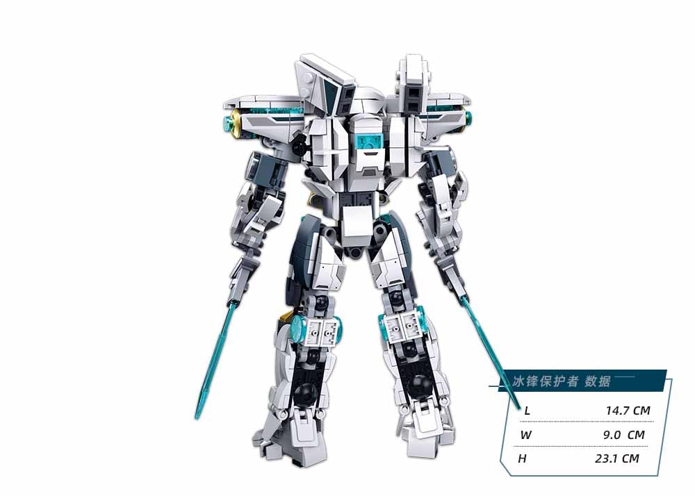 Sluban P.R. Mecha Roboter-Bausatz, 561 Teile, M38-B1151, für 8-14 Jahre, Weiß/Grau mit Türkis-Akzenten