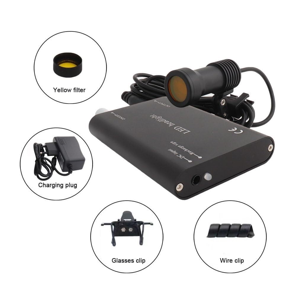 Loupe Portable, loupe binoculaire avec Clip, Lampe Frontale LED 5 W, Distance de Travail: 440mm-540mm(Blue1)