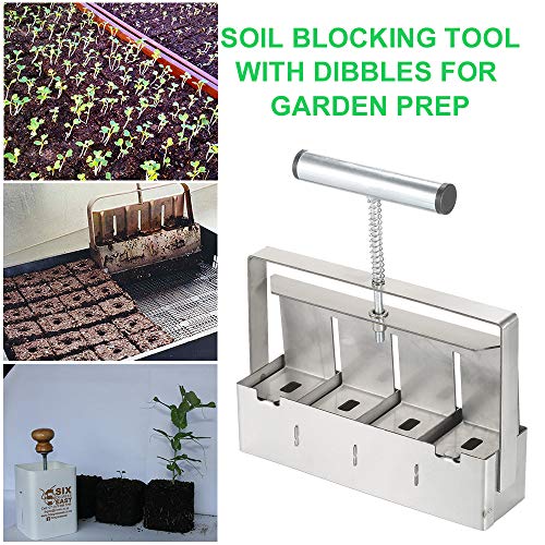 Tenluno Mini 4 Hand-Held Soil Blocker Soil Blocking Tool Seed Starting Plugs Seeds Starter Pallet Seedling Soil Block Maker #TOP2