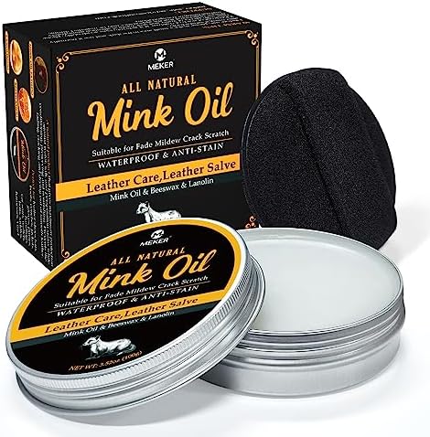 MEKER Mink Oil for Leather Boots, Leather Conditioner and Cleaner 3.52 oz-All-Natural Waterproof Soften and Restore Shoes