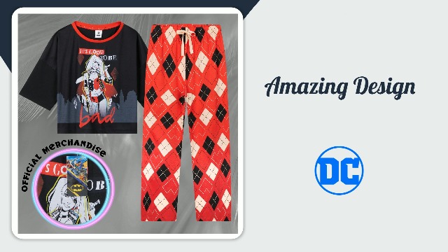 Pyjama Femme Harley Quinn DC Comics - Ensemble 2 Pièces Coton Doux (haut Polyester/pantalon Coton)