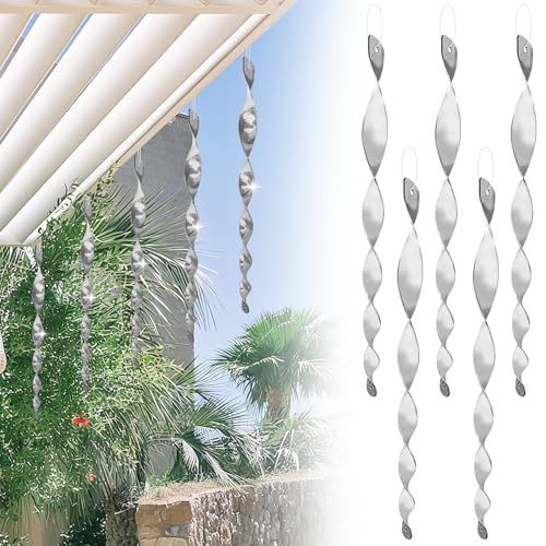 DIPZO Varillas Reflectantes Disuasorias de Aves 12 Pzas - Ahuyentadores & Repelente de Palomas para Jardines, Balcones, Árboles | Decoraciones Giratorias Anti-urracas (Plateado)