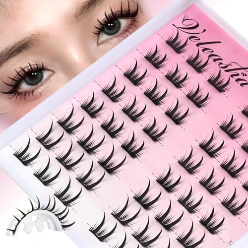 Veleasha Manga Lash Clusters Spiky Eyelashes Cluster Wispy 10-14MM Anime Cluster Lashes Laser Tech Lightweight DIY Eyelash Clusters (FlickInk)