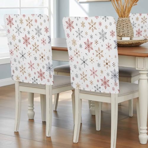 Pinroote Christmas Snowflakes Chair Covers - 4 Pcs Dining Room