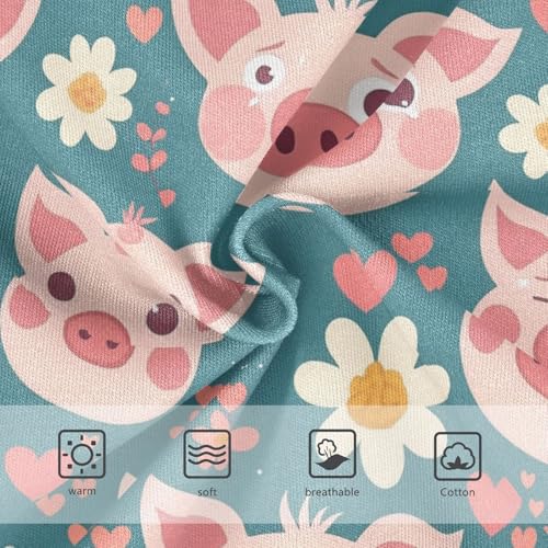 Wusikd Pink Pig Faces Girls' Underwear Cotton Flowers Hearts Girls Briefs Soft Toddler Underwear 2T3