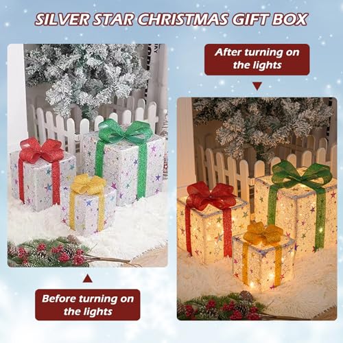 Boîtes cadeaux de Noël lumineuses avec télécommande pour déco intérieure - 6