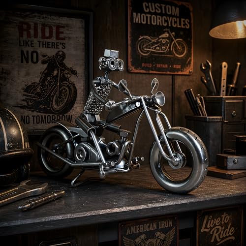 Escultura Metálica Artesanal Motocicleta Chopper 11 Pulgadas miniatura 6