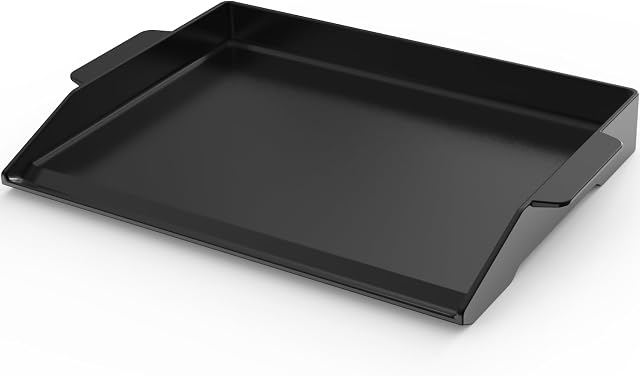 Onlyfire Universal Cast Iron Cooking Griddle, Pre-Seasoned Nonstick Coating Griddle Flat Top Grill Plate with Extra High Sidewalls for All Gas Grills and 4 Burner Range Oven, 23" x 16"